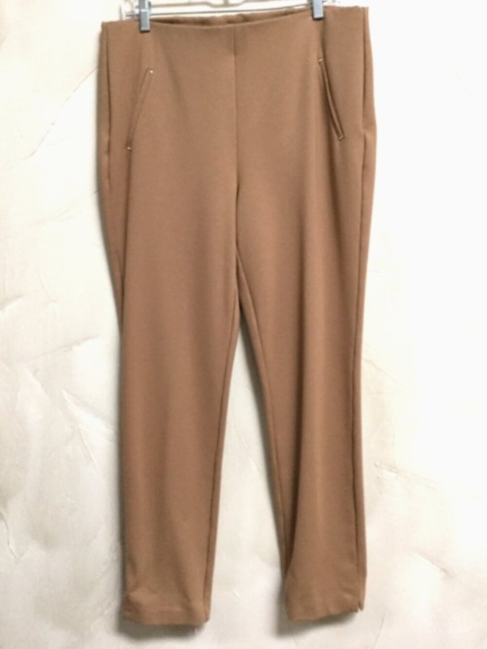 chicos size 2 or US 12R Ankle Pants Pull-on Tan Career Slimming Panels Stretch - Picture 5 of 9